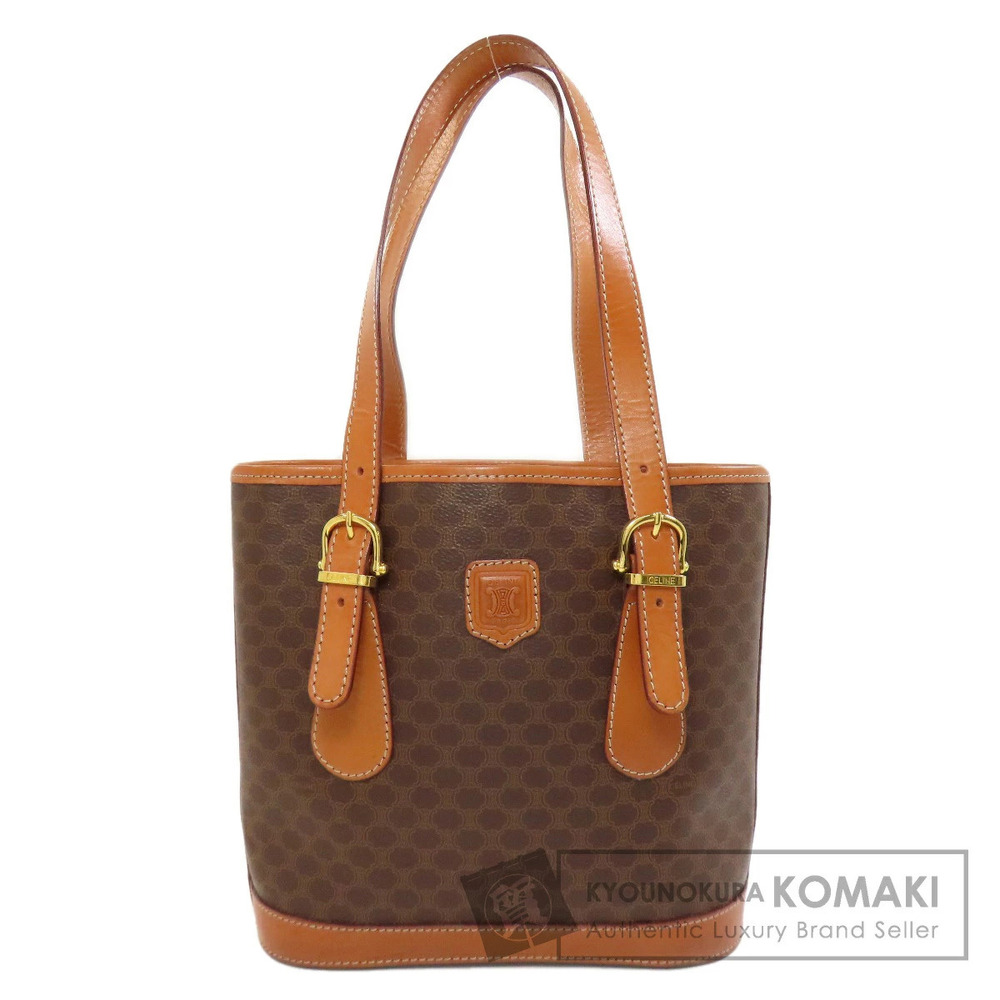 Celine Macadam Triomphe bucket tote bag with brown monogram canvas
